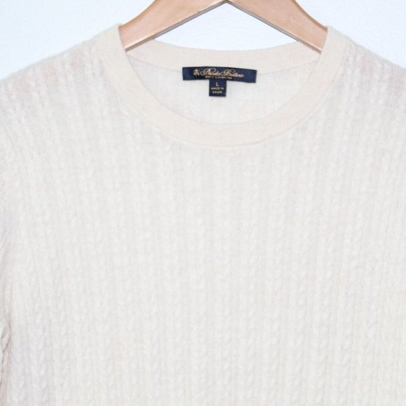 Brooks Brothers Cashmere Cable Knit Sweater Cream Long Sleeve Size Large H13210 - Picture 3 of 12